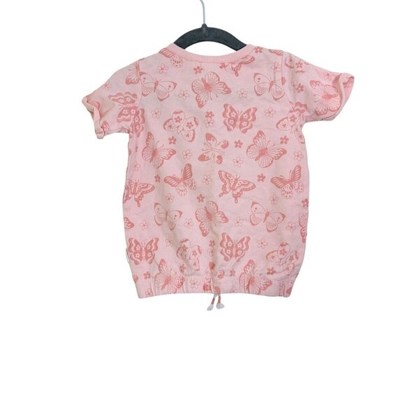 Rabbit And Bear Baby Girls 2T Short Sleeve Top Peach Butterfly Organic Cotton - Picture 2 of 4